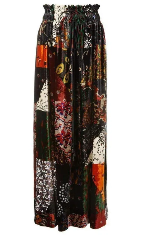 Velvet Patchwork Silk Blend Maxi Skirt sold by Runaway Catalog