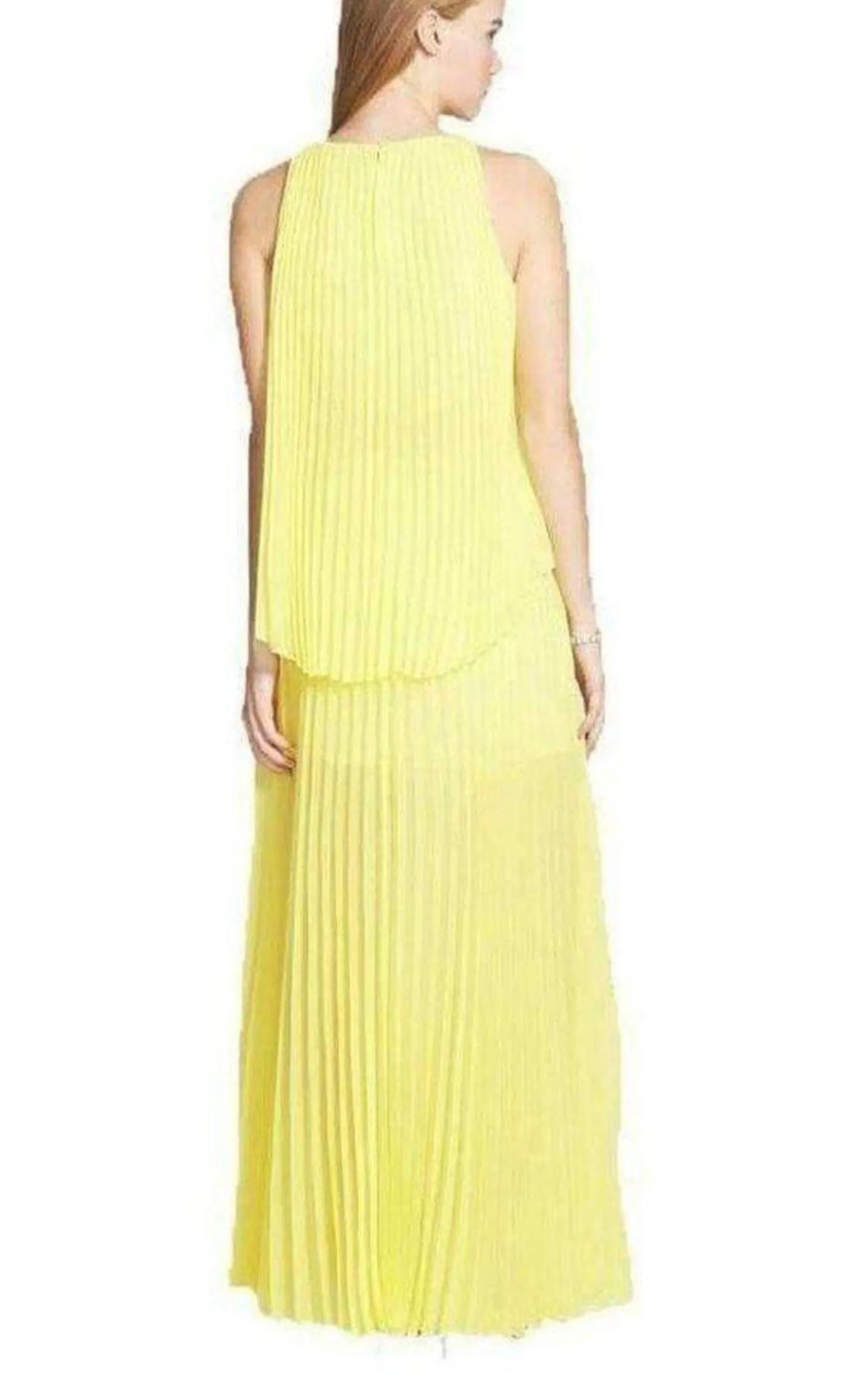 Yellow Jenine Neon High Split Pleated Skirt Maxi Dress sold by Runaway Catalog product image thumbnail 2
