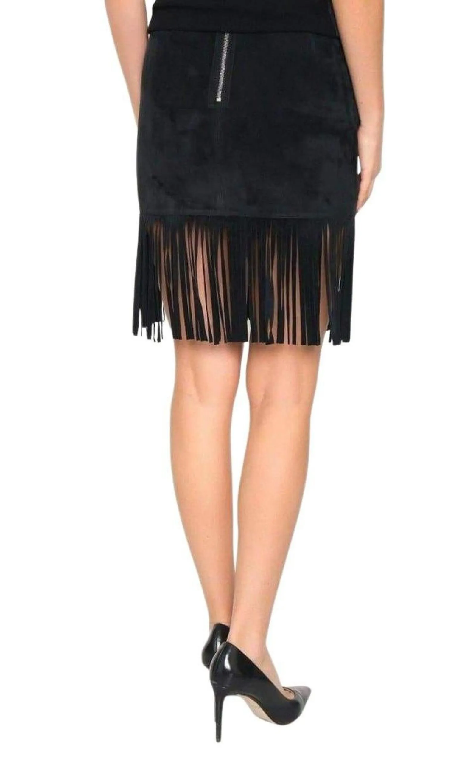Black Leather Fringe Skirt sold by Runaway Catalog product image thumbnail 4