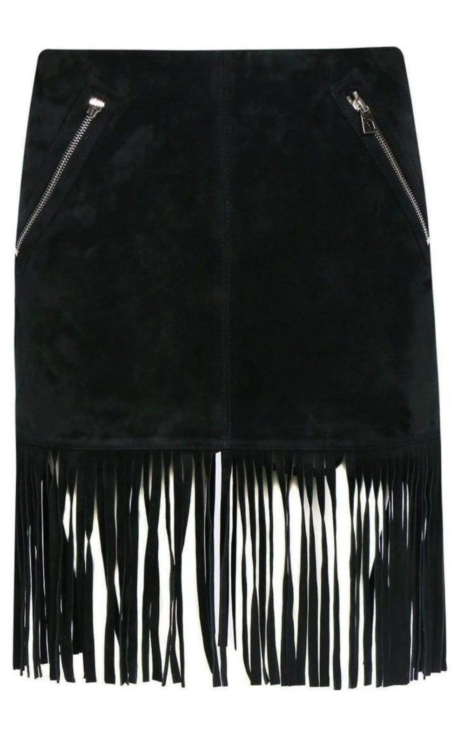 Black Leather Fringe Skirt sold by Runaway Catalog