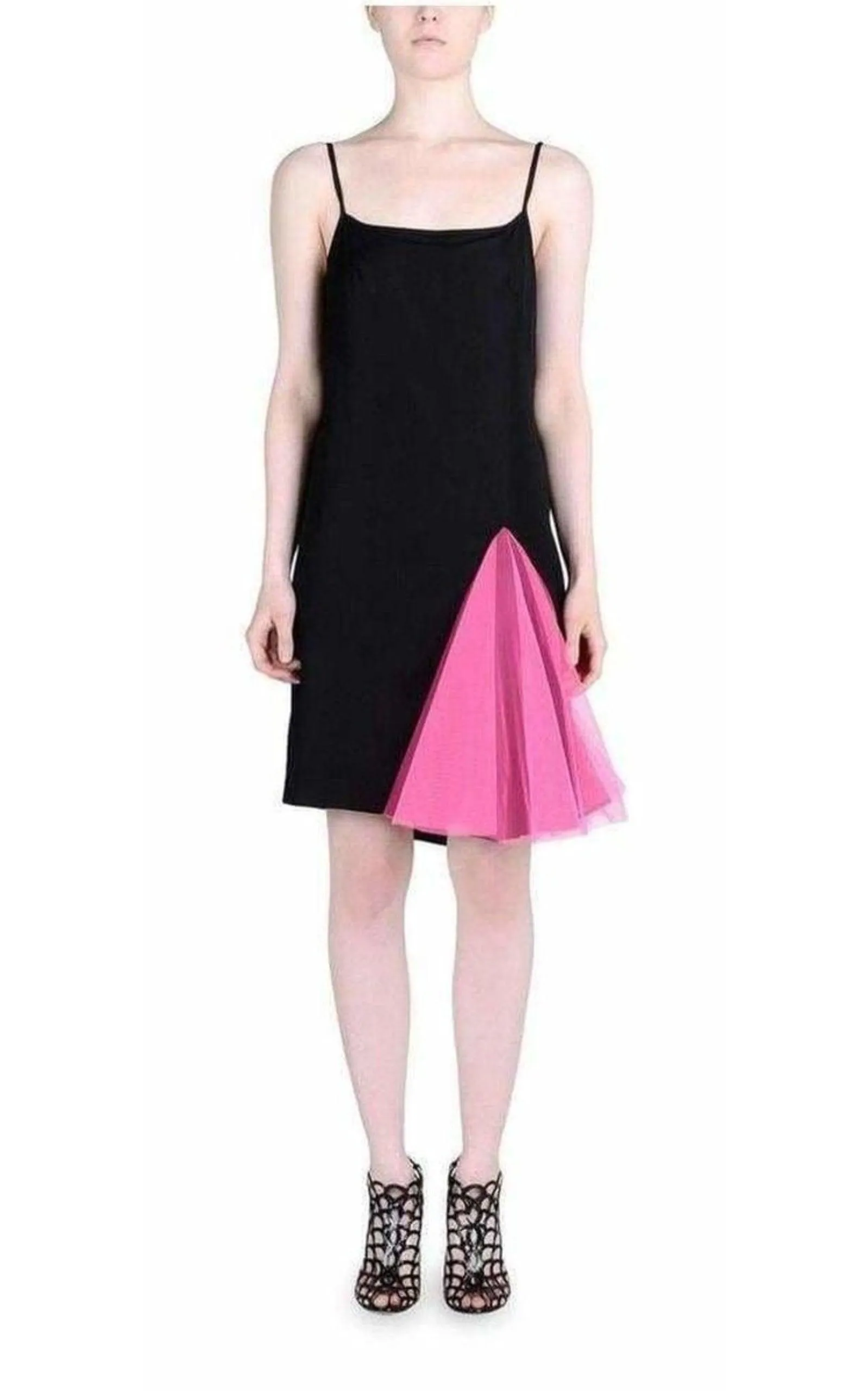 Black Strappy Dress With Neon Pink Godets sold by Runaway Catalog product image thumbnail 3