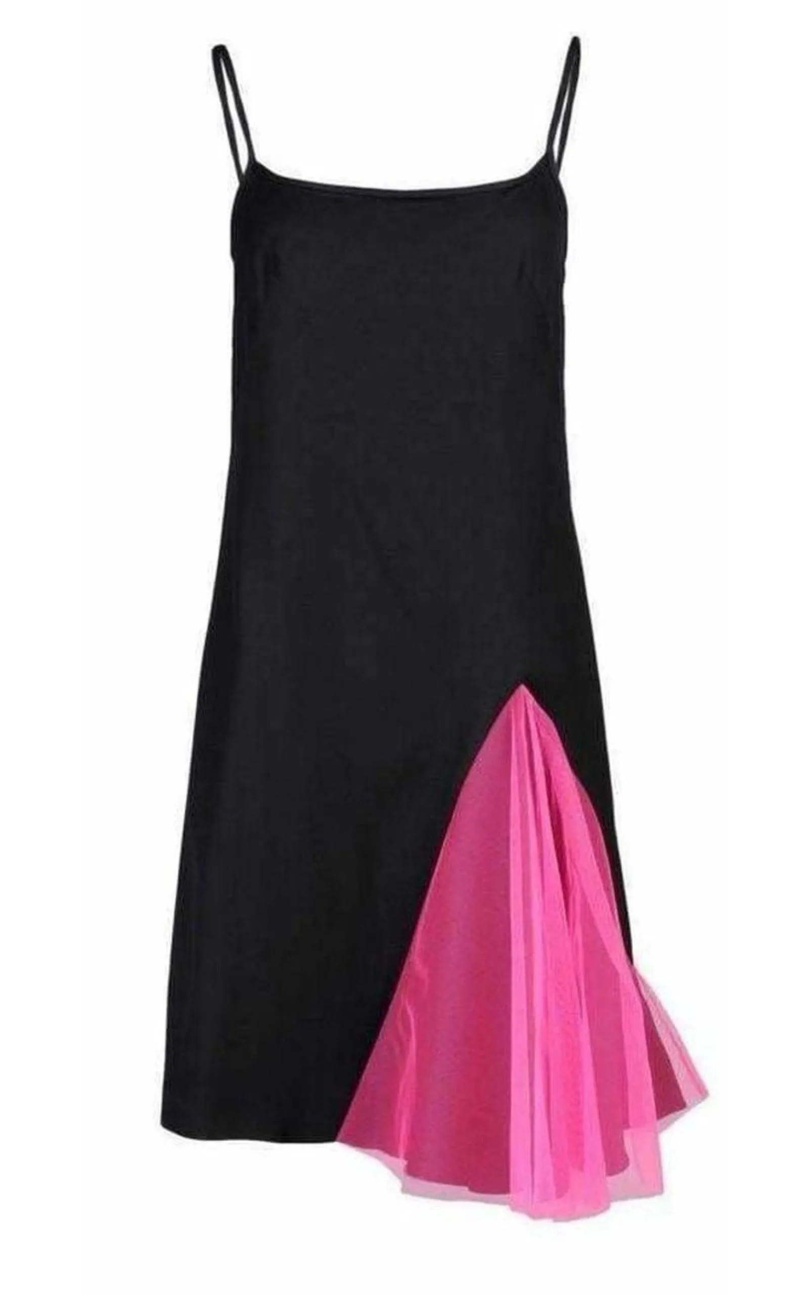 Black Strappy Dress With Neon Pink Godets sold by Runaway Catalog