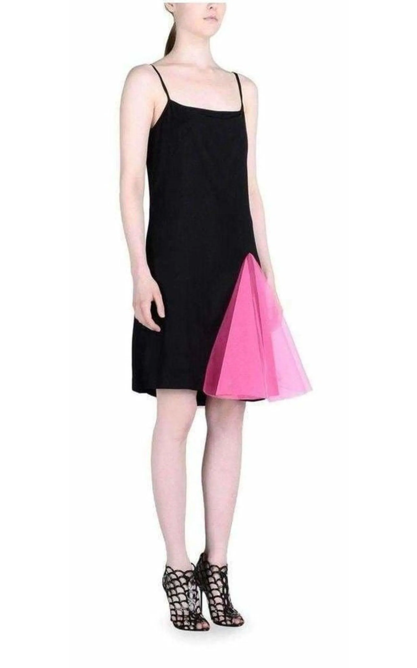 Black Strappy Dress With Neon Pink Godets sold by Runaway Catalog product image thumbnail 2