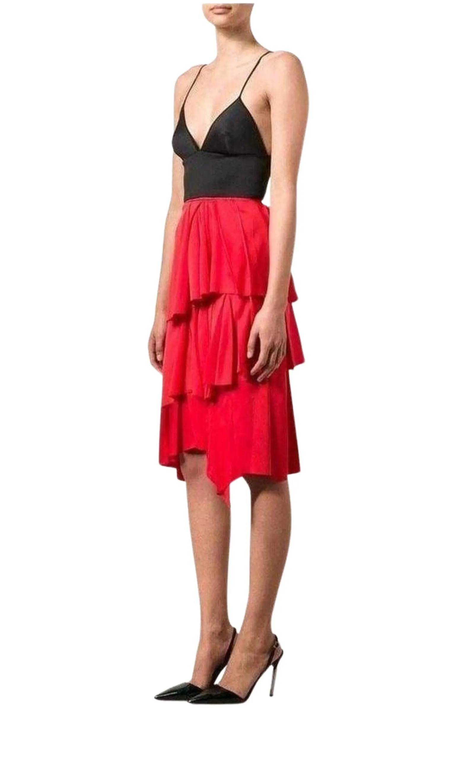 Red Draped Ruffled Skirt sold by Runaway Catalog product image thumbnail 2