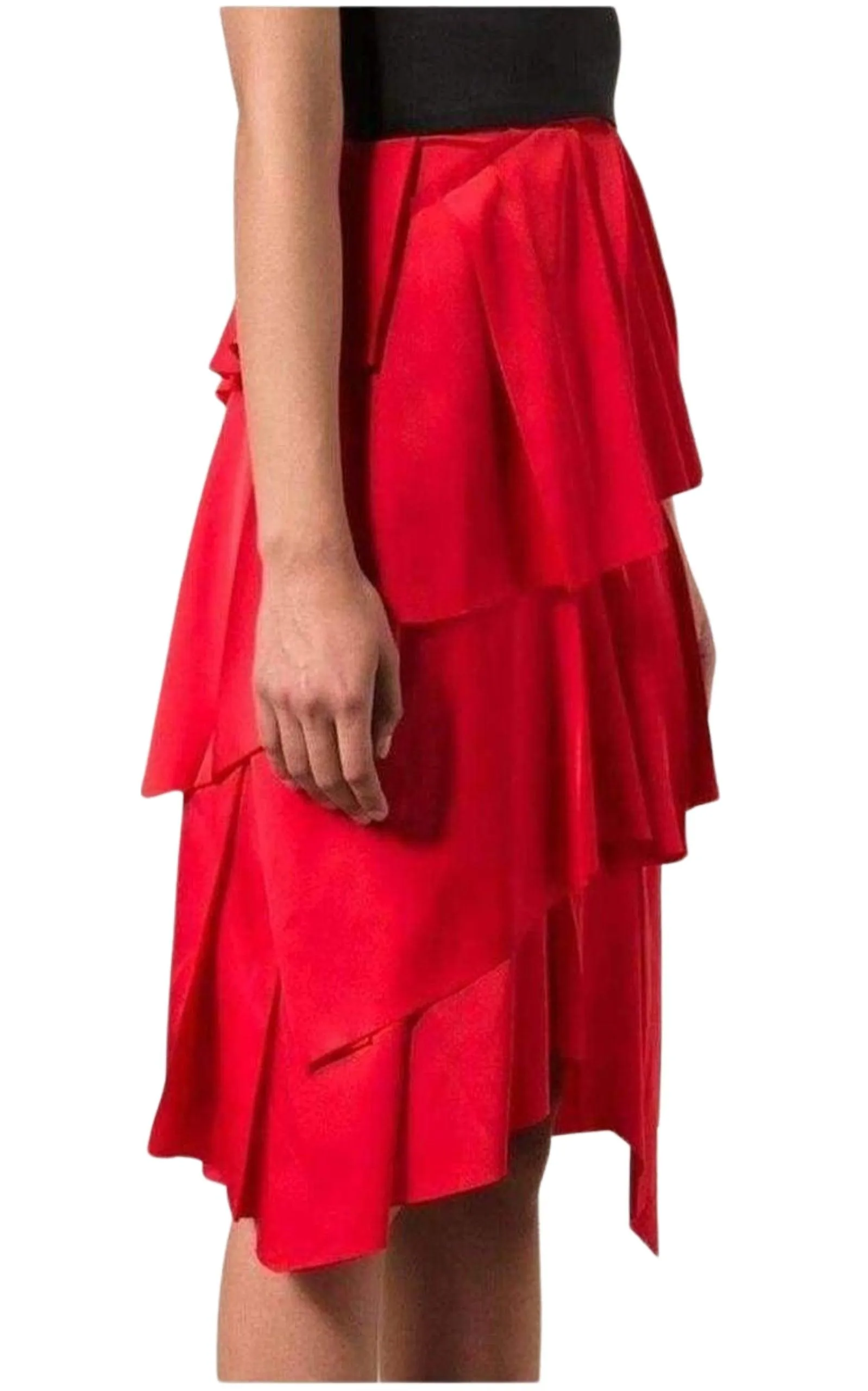 Red Draped Ruffled Skirt sold by Runaway Catalog product image thumbnail 3