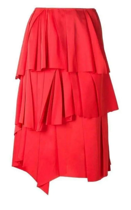 Red Draped Ruffled Skirt sold by Runaway Catalog