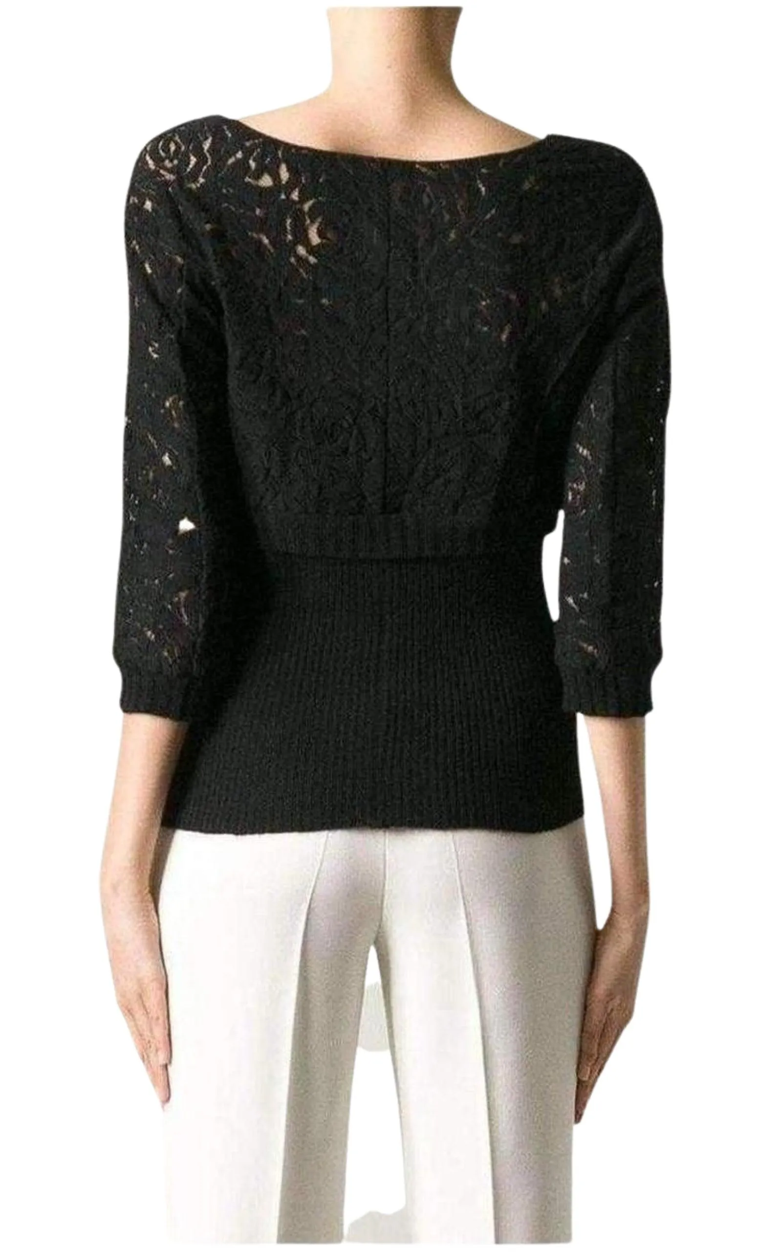 Black Wool Blend Lace Sweater sold by Runaway Catalog product image thumbnail 4