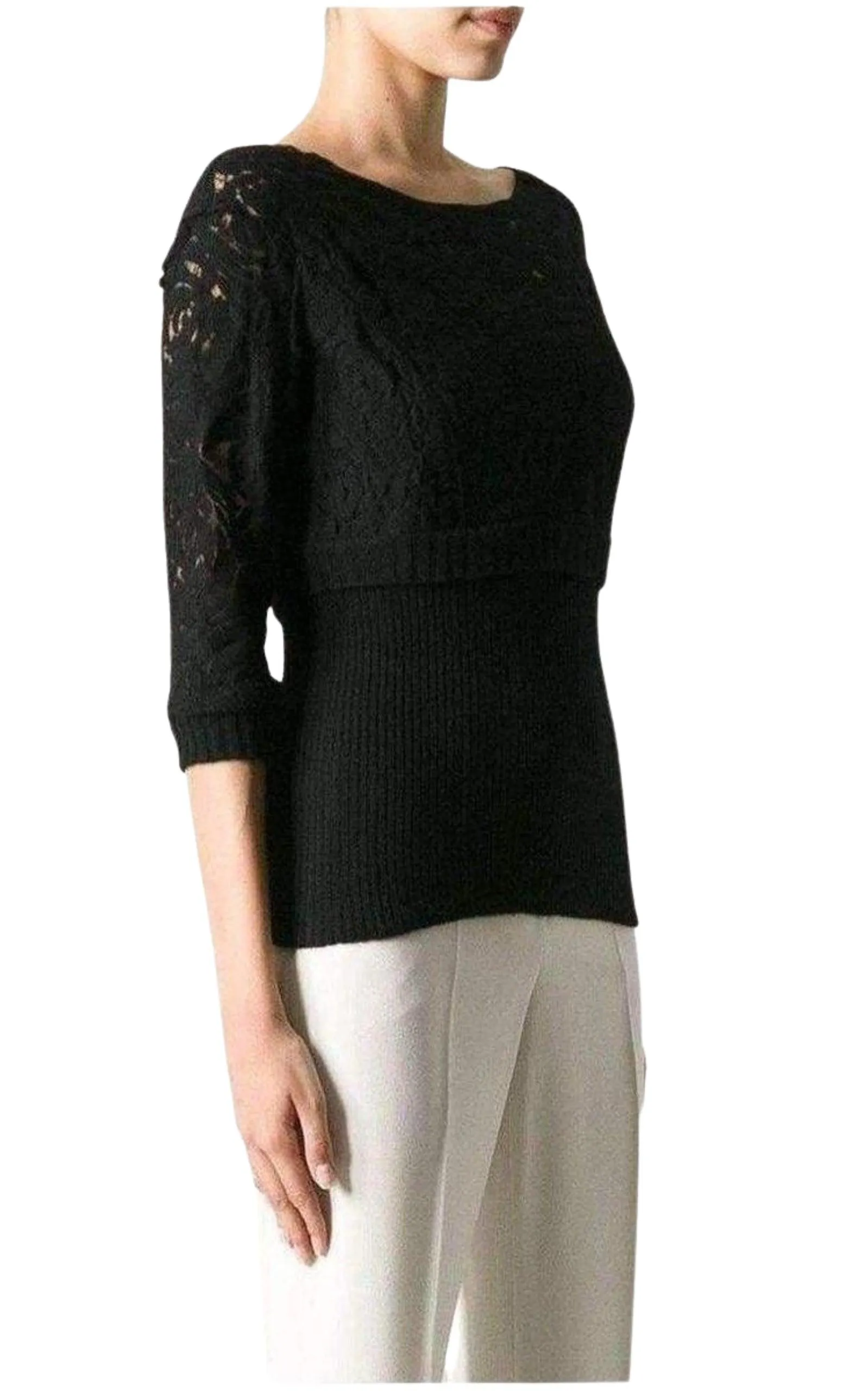 Black Wool Blend Lace Sweater sold by Runaway Catalog product image thumbnail 3