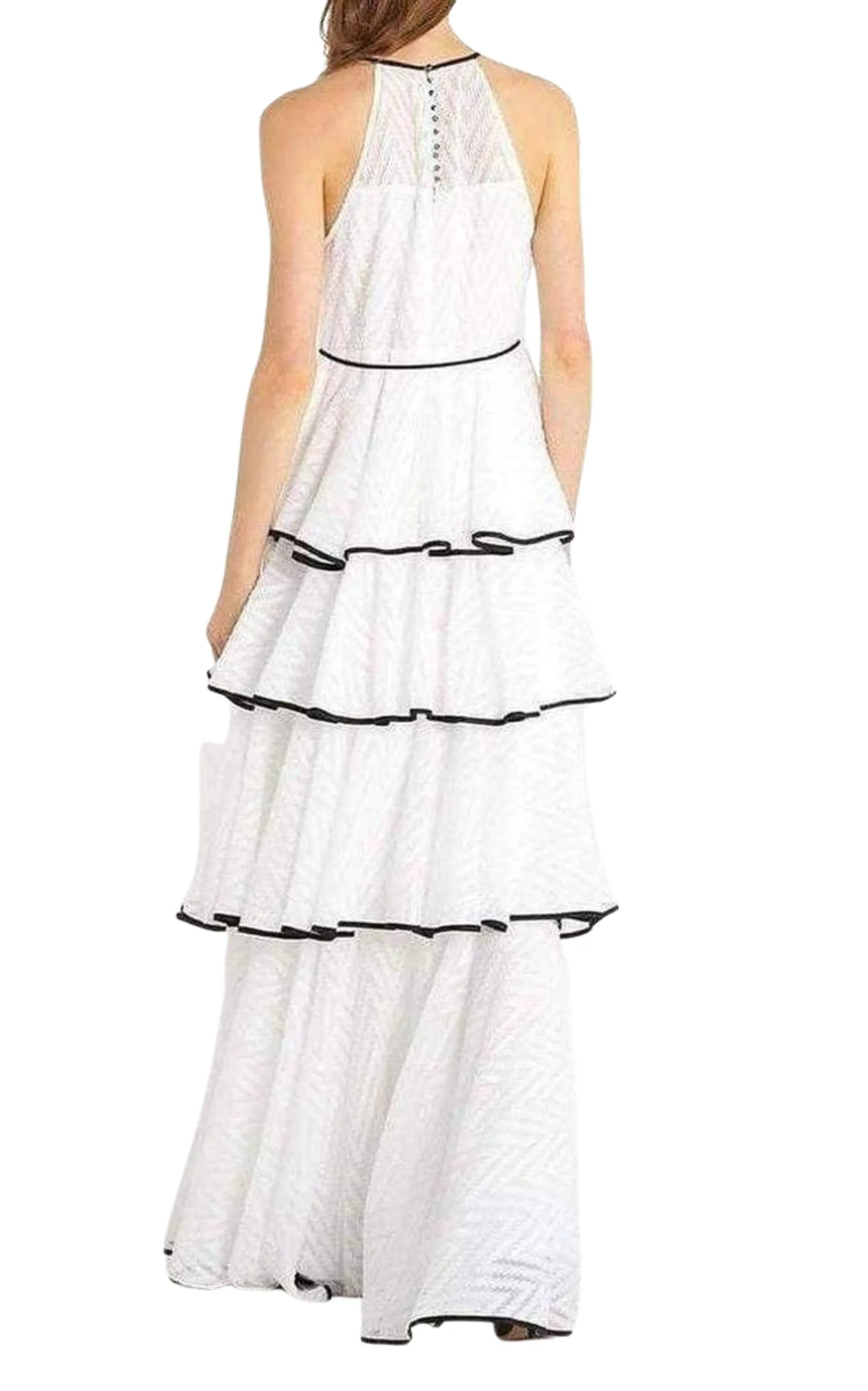 White Tiered Chevron Gown sold by Runaway Catalog product image thumbnail 3