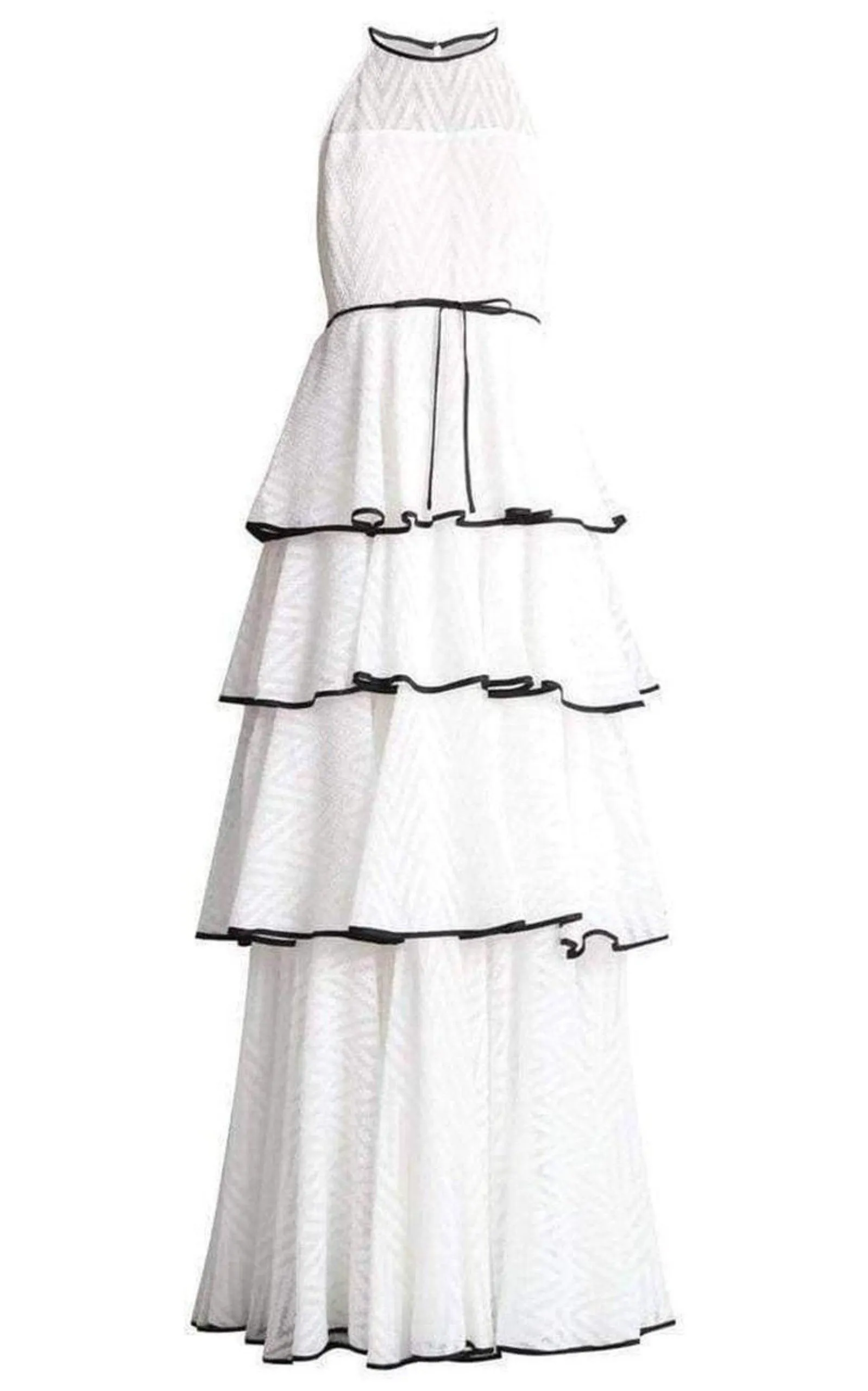 White Tiered Chevron Gown sold by Runaway Catalog