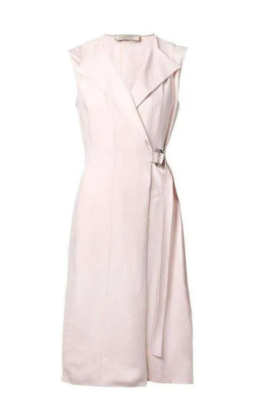 Belted Wrap Pink Silk Blend Dress sold by Runaway Catalog