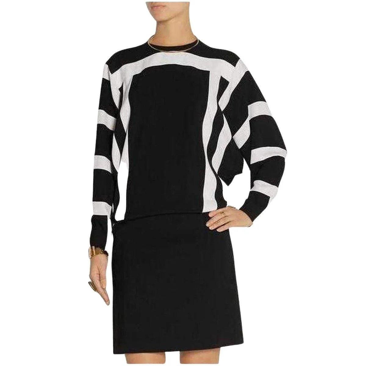Black and White Monochrome Crepe Shift Dress sold by Runaway Catalog product image thumbnail 3