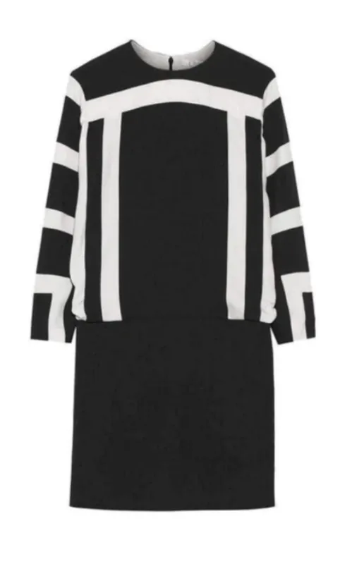 Black and White Monochrome Crepe Shift Dress made by Chloe