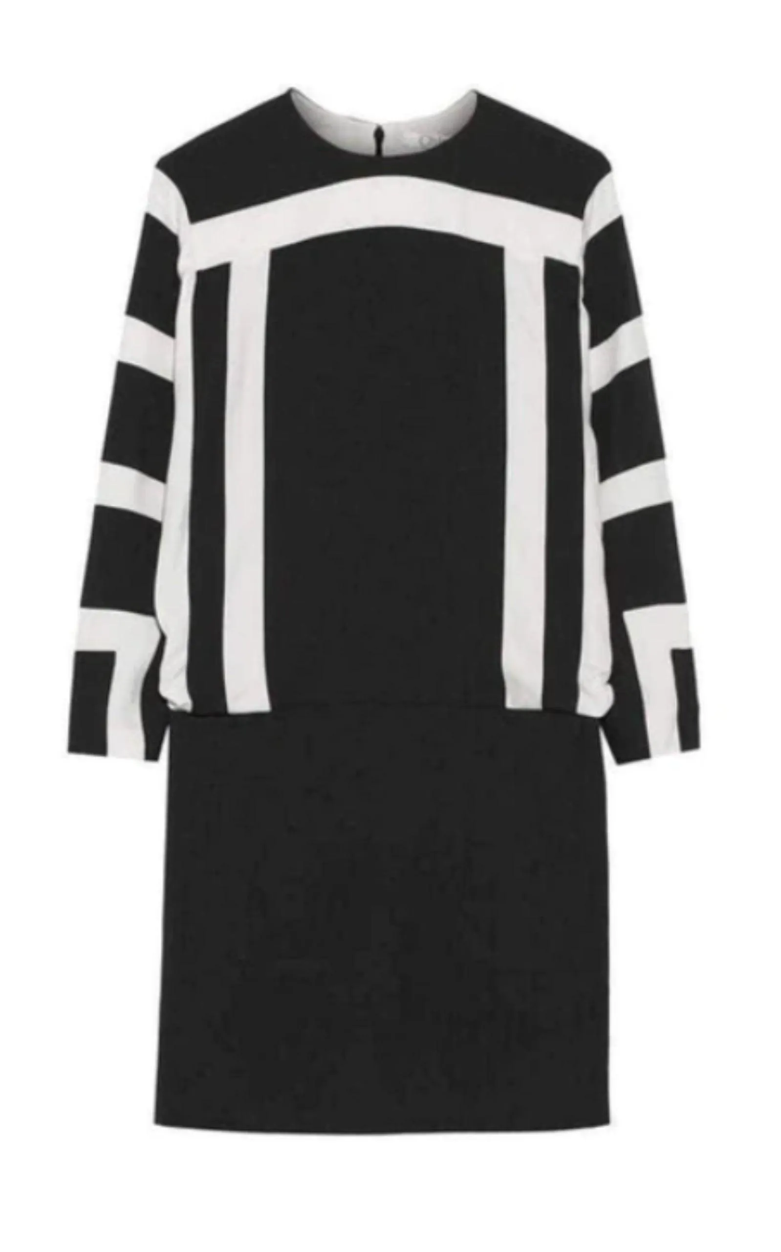 Black and White Monochrome Crepe Shift Dress sold by Runaway Catalog