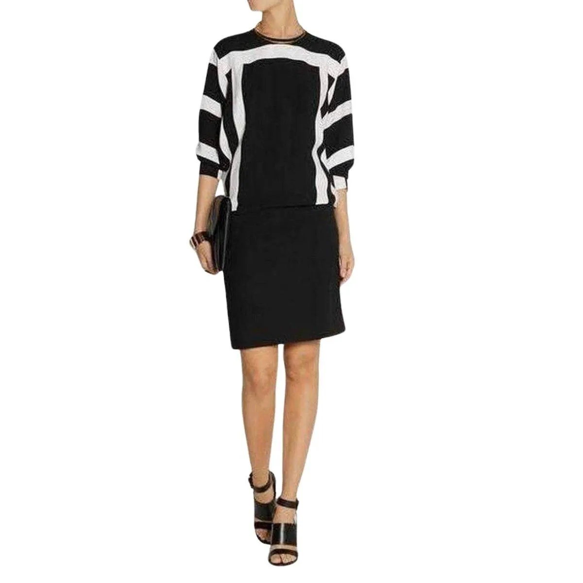 Black and White Monochrome Crepe Shift Dress sold by Runaway Catalog product image thumbnail 2