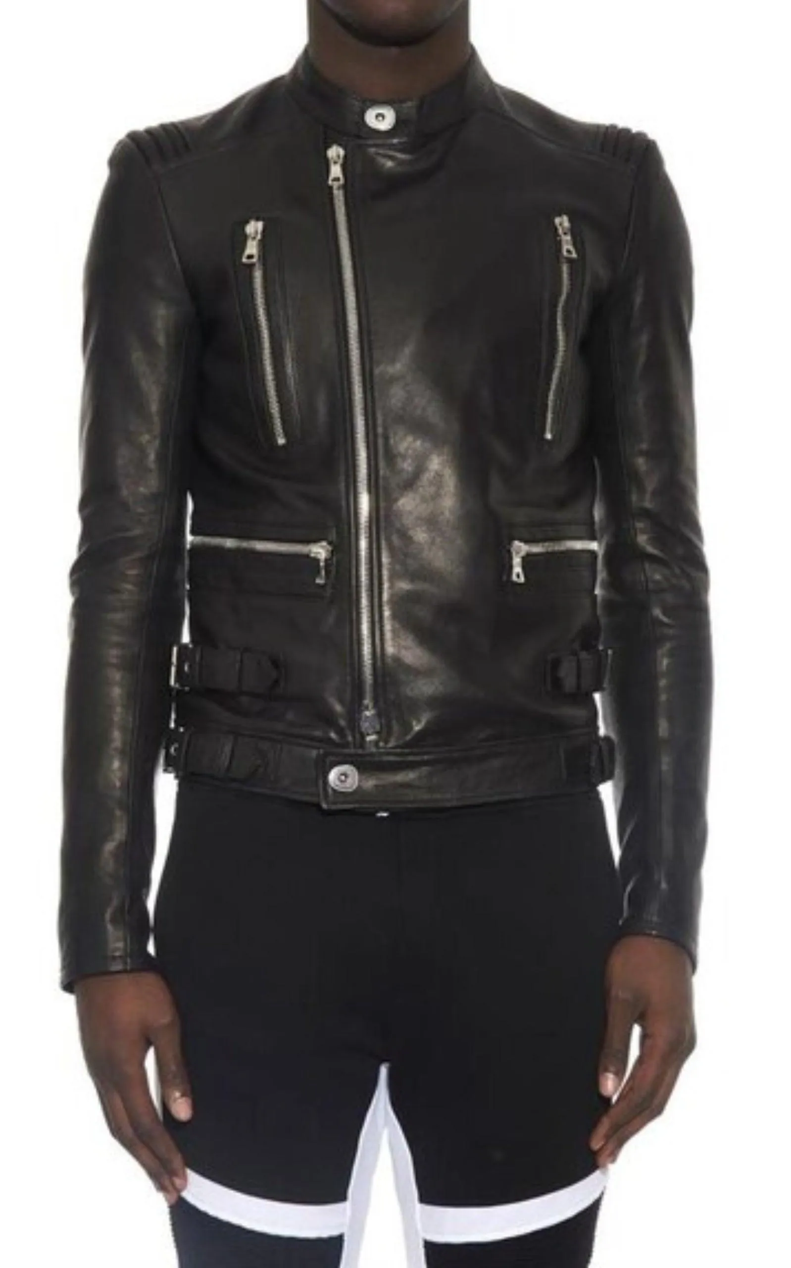 Black Leather Biker Jacket sold by Runaway Catalog product image thumbnail 3