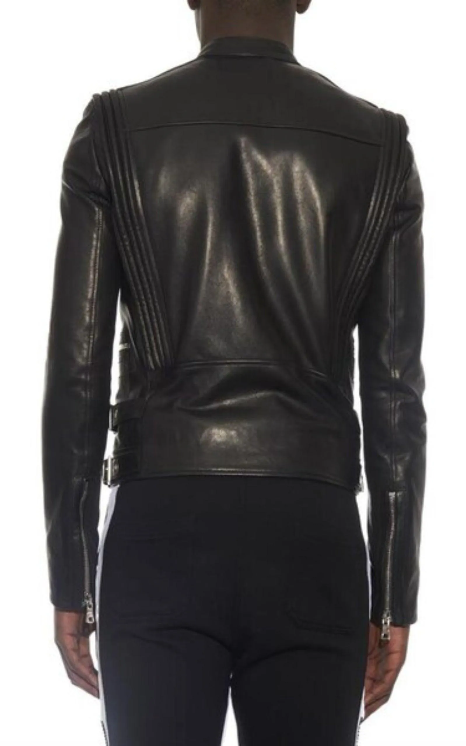 Black Leather Biker Jacket sold by Runaway Catalog product image thumbnail 4