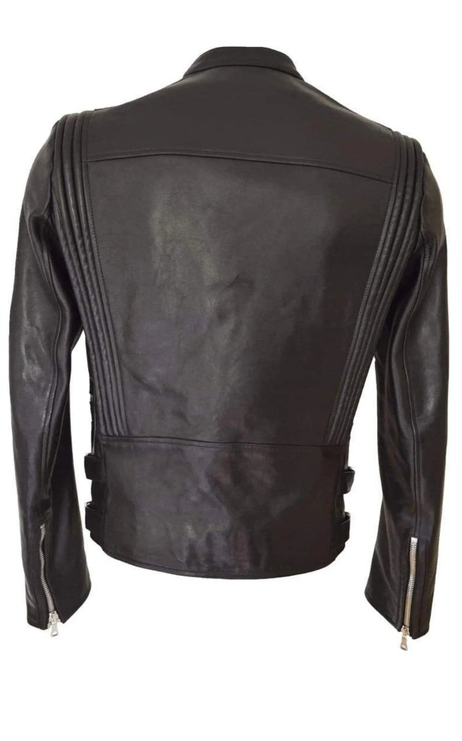 Black Leather Biker Jacket sold by Runaway Catalog product image thumbnail 5