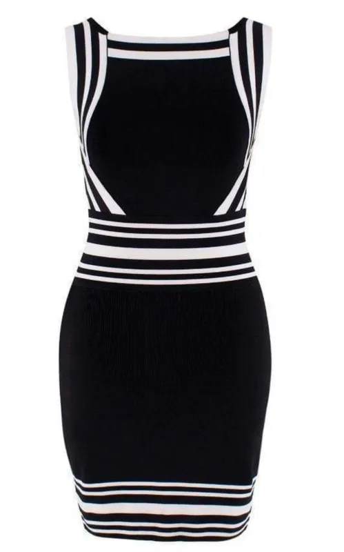 Square-neck Stripe-trim Knit Dress sold by Runaway Catalog