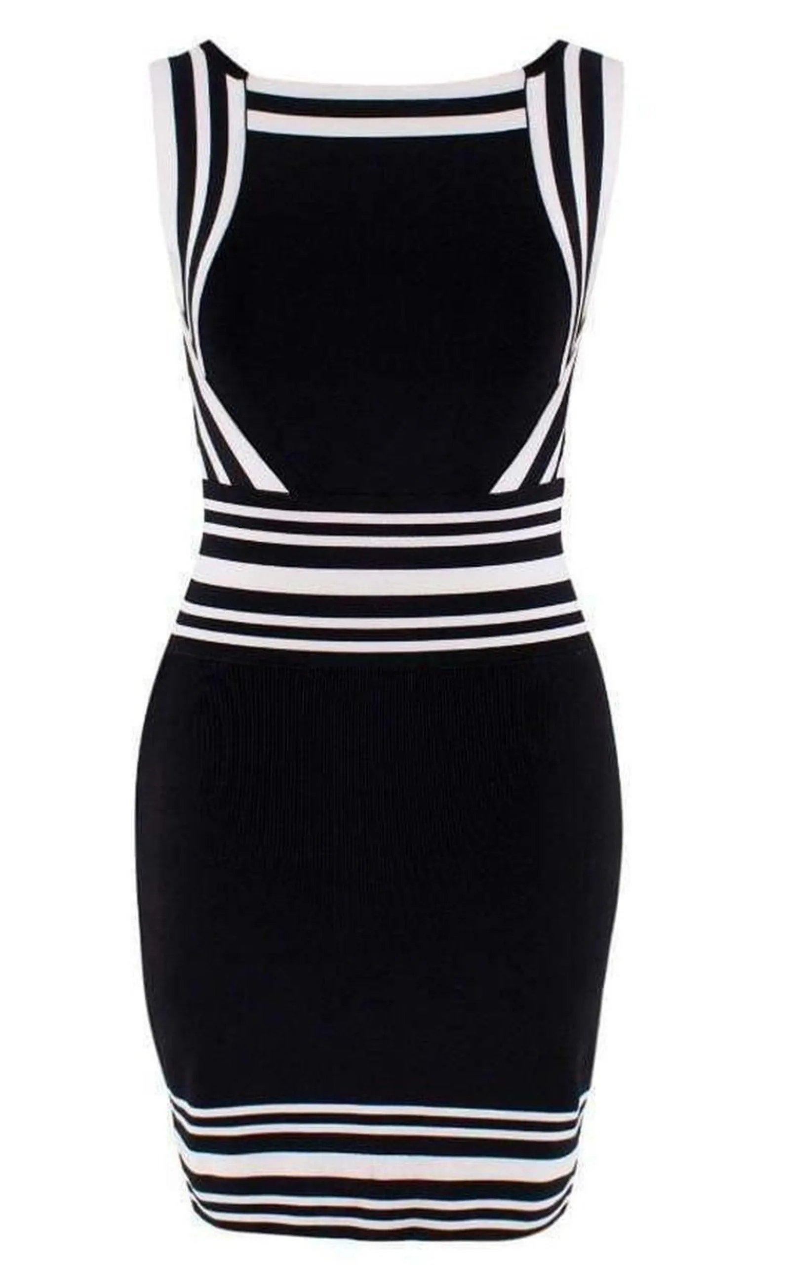 Square-neck Stripe-trim Knit Dress sold by Runaway Catalog