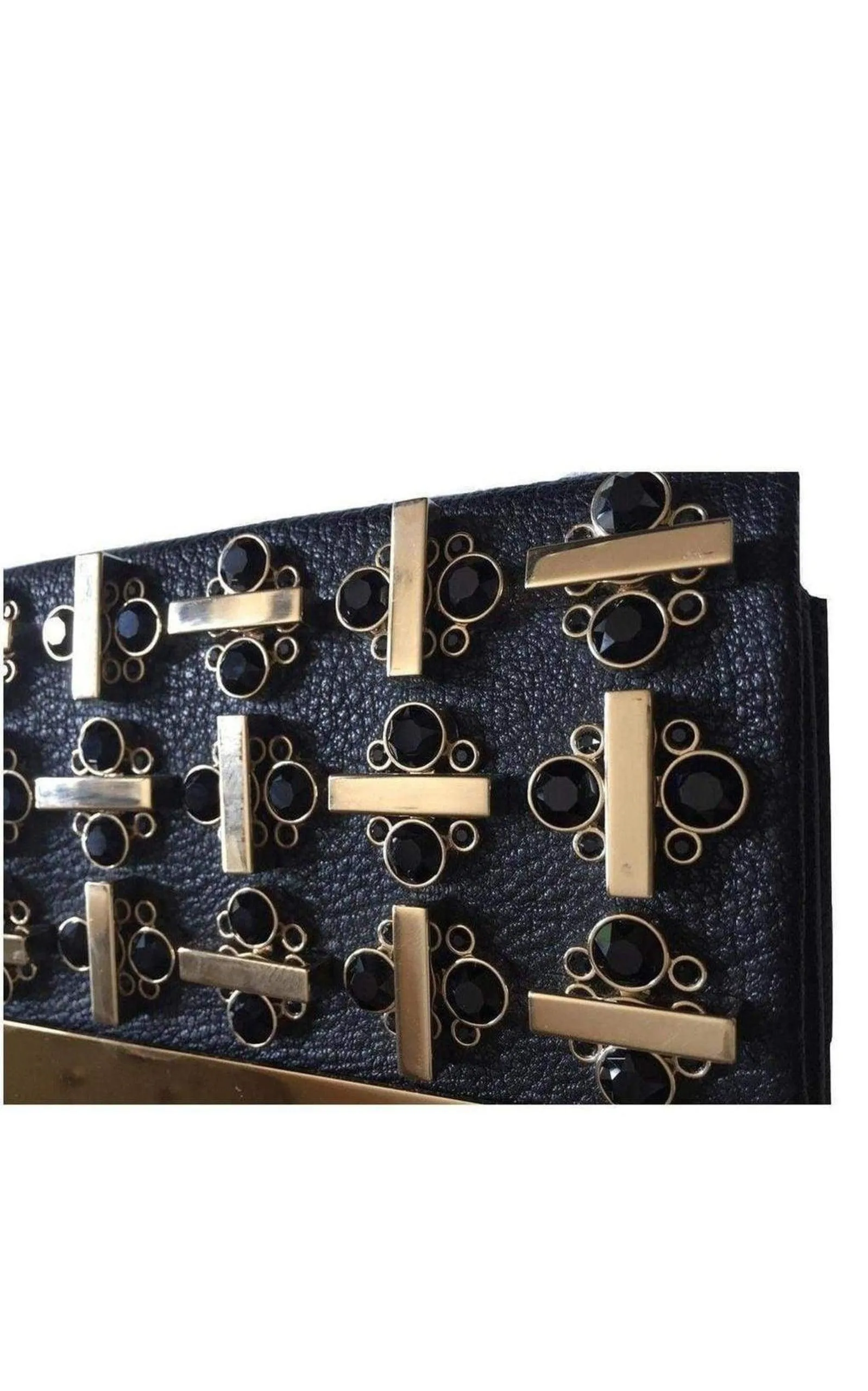 Black Leather Swarovski Crystal Clutch sold by Runaway Catalog product image thumbnail 4