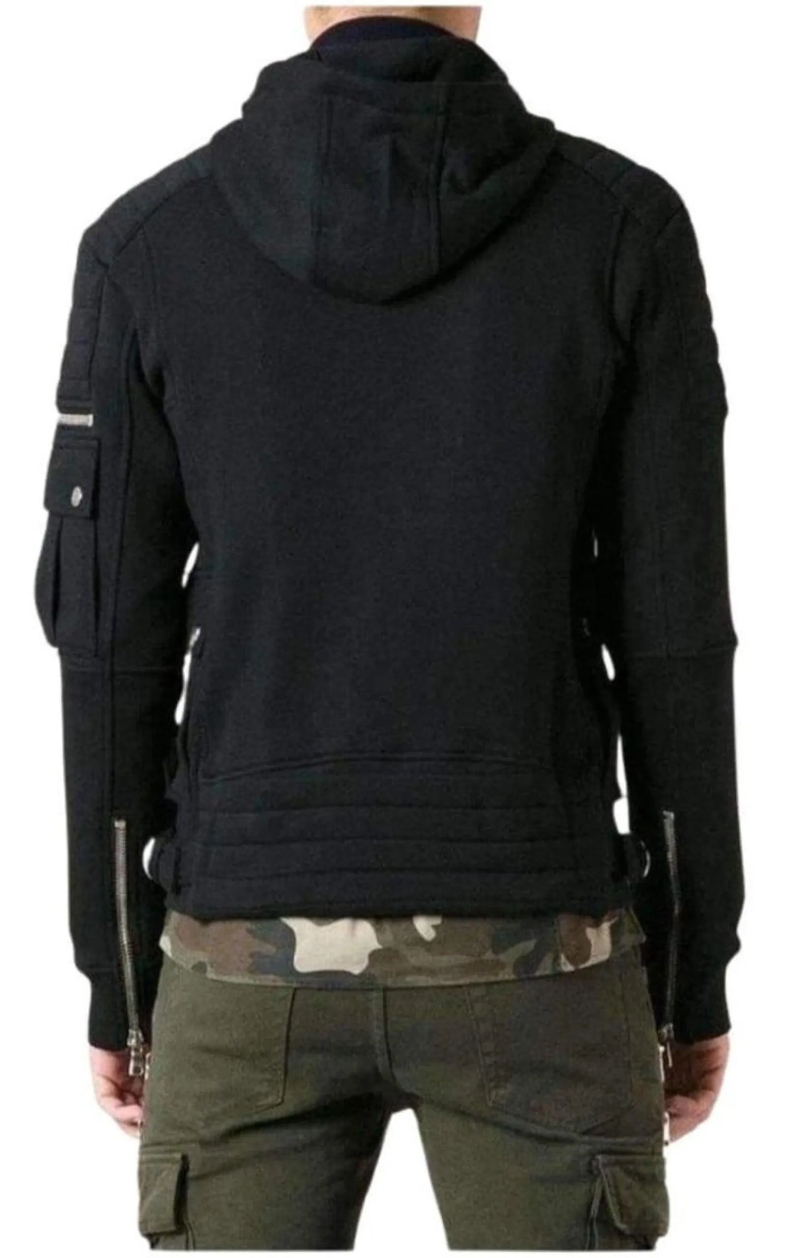 Black Biker Hoodie Jacket sold by Runaway Catalog product image thumbnail 4