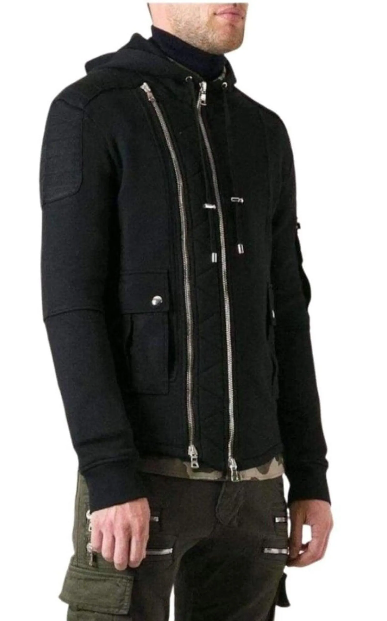 Black Biker Hoodie Jacket sold by Runaway Catalog product image thumbnail 3