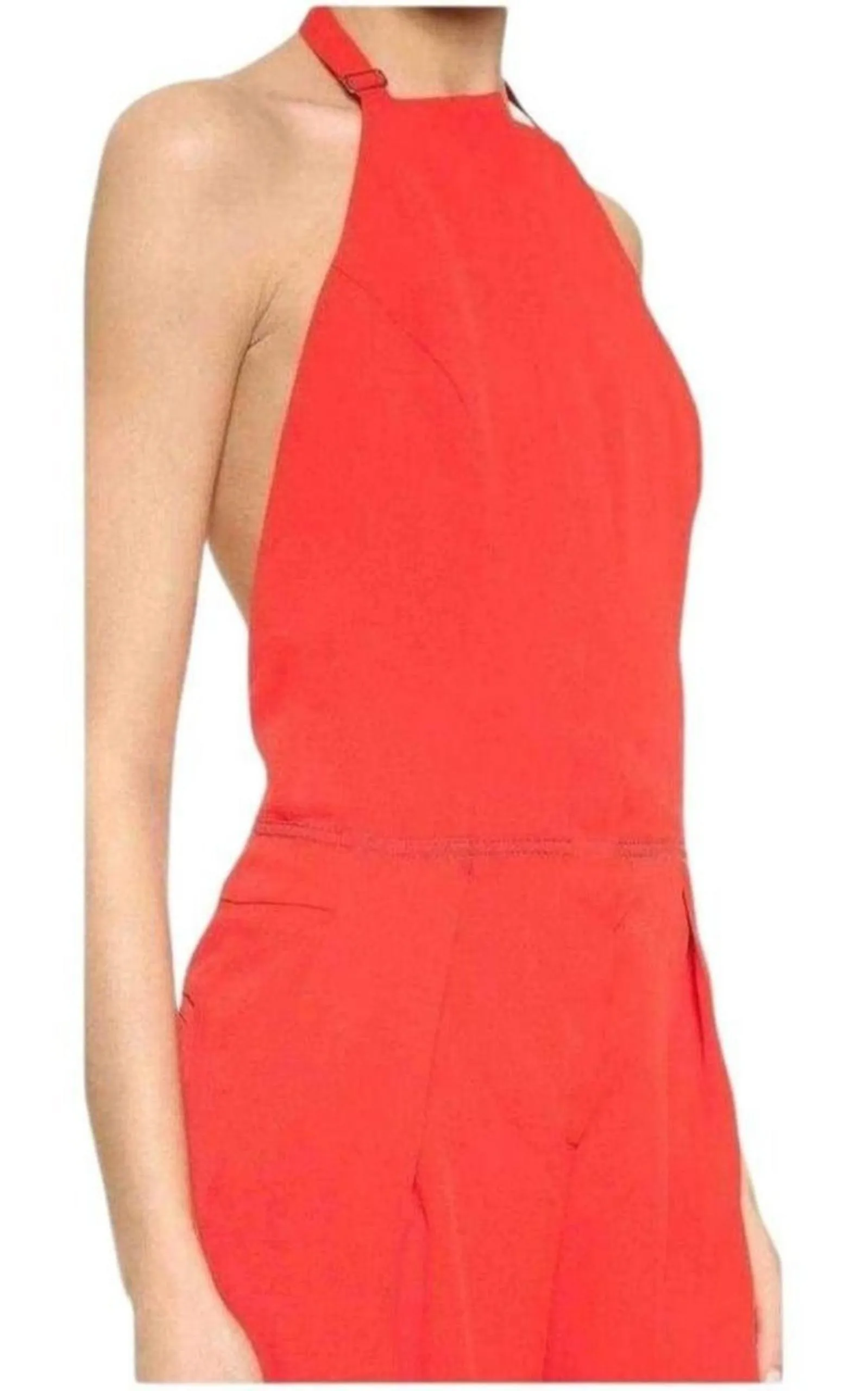Red Open Back Sleeveless Silk Jumpsuit sold by Runaway Catalog product image thumbnail 5