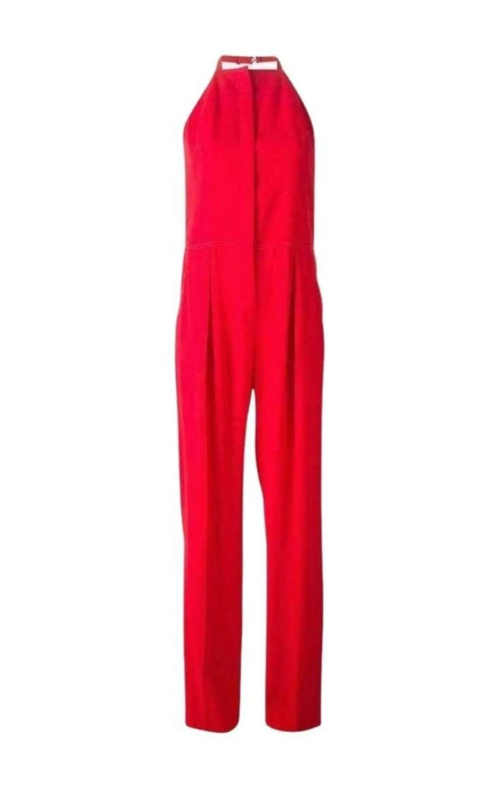 Red Open Back Sleeveless Silk Jumpsuit sold by Runaway Catalog