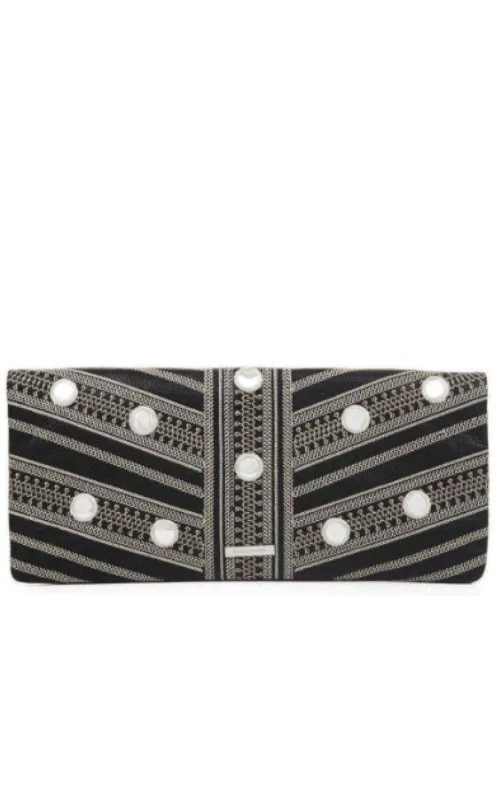 Black Leather Fold Over Clutch sold by Runaway Catalog