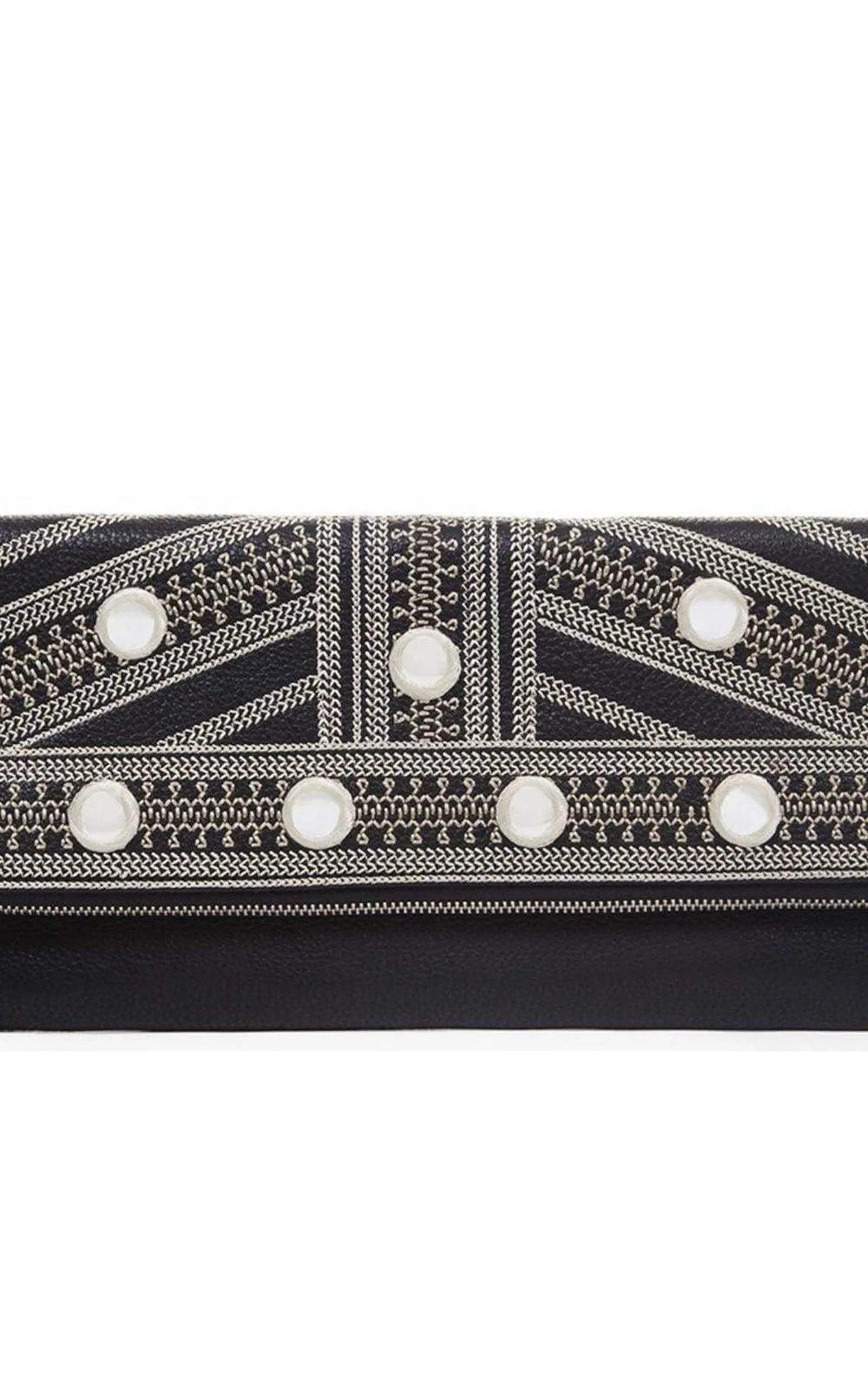 Black Leather Fold Over Clutch sold by Runaway Catalog product image thumbnail 4