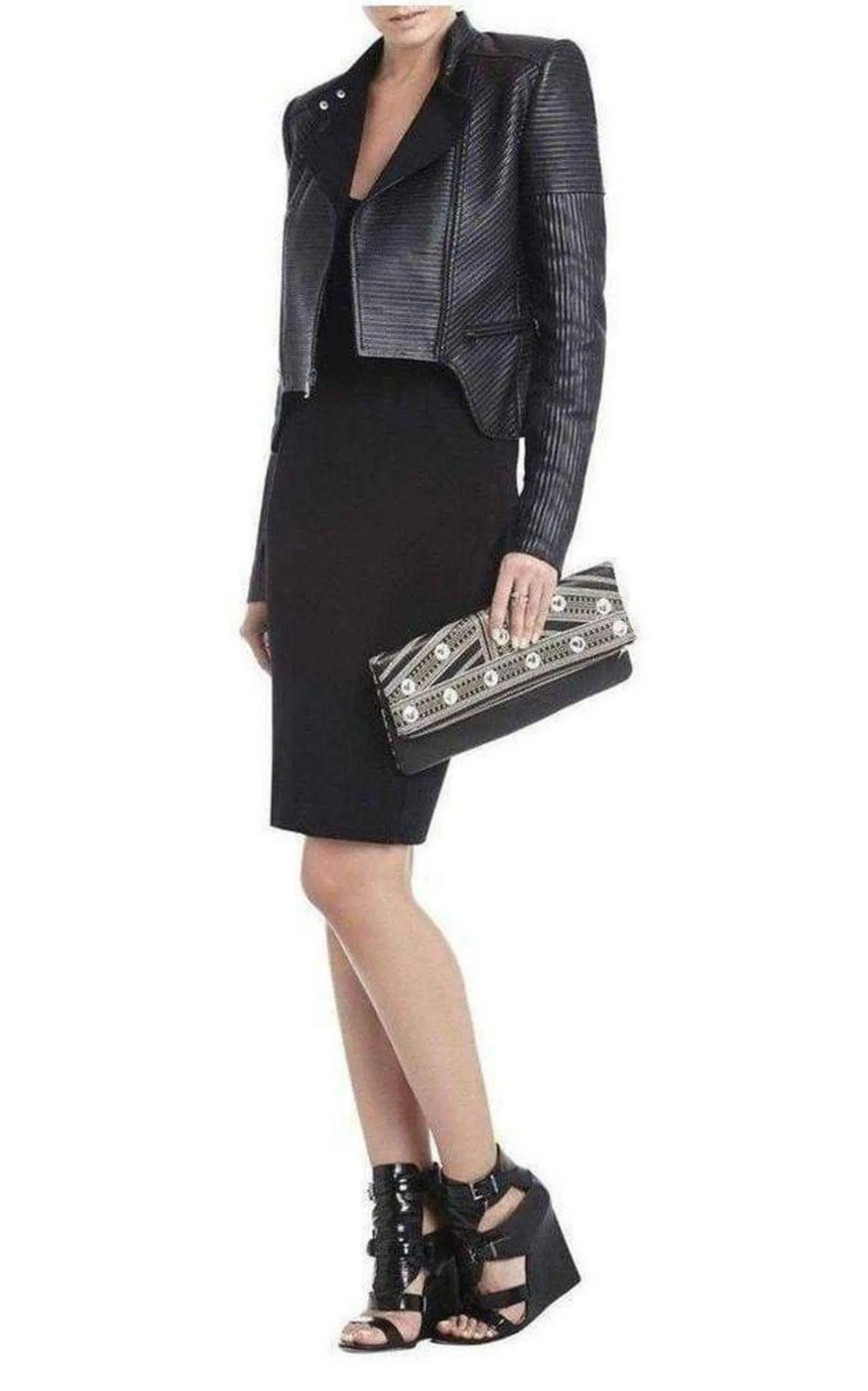 Black Leather Fold Over Clutch sold by Runaway Catalog product image thumbnail 2