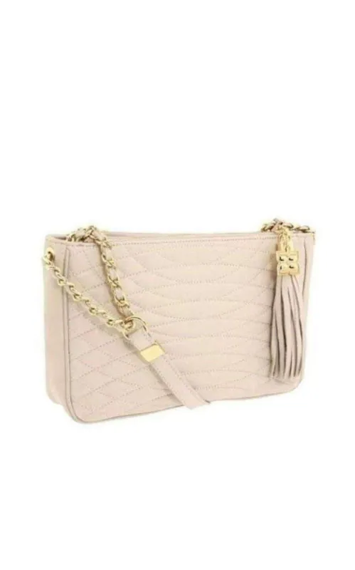 Bridget Beige Quilted Faux Leather Shoulder Bag sold by Runaway Catalog