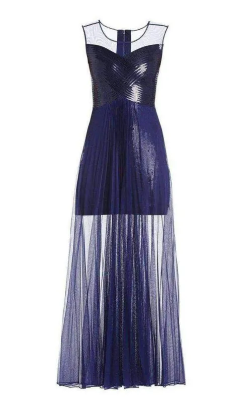 Cynthia Sequinned Detail Sunburst Pleated Gown sold by Runaway Catalog