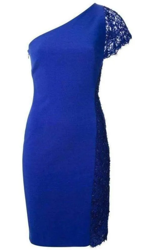 Cobalt Blue One Shoulder Silk Blend Dress made by Emilio Pucci