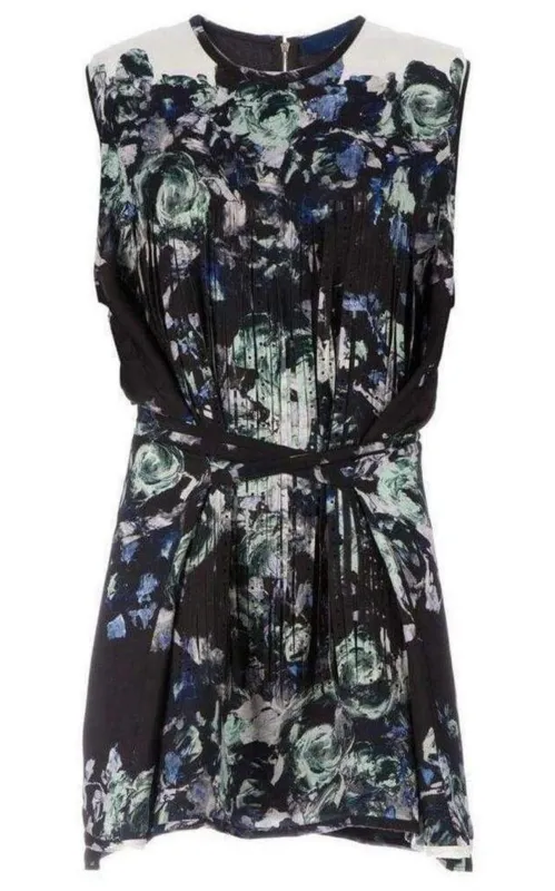 Floral Printed Fringe Silk Dress sold by Runaway Catalog