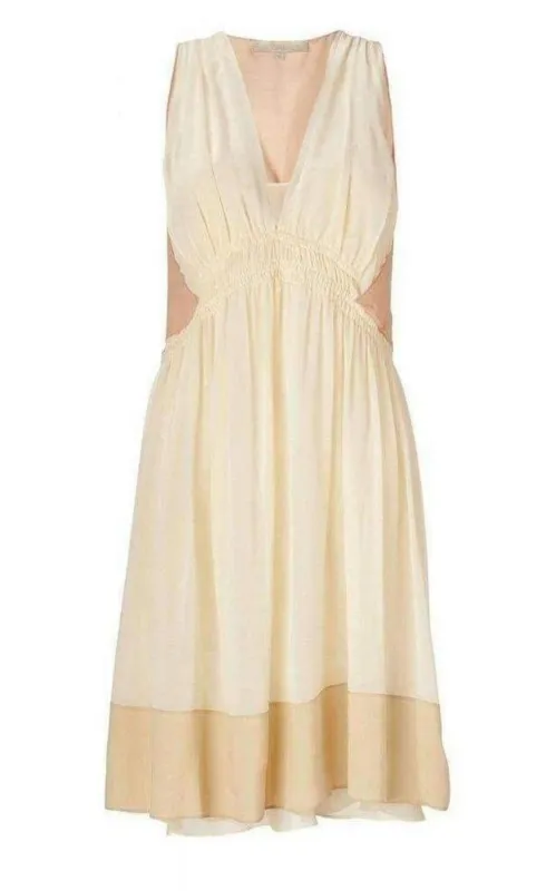 Beige Color Blocked Silk Dress sold by Runaway Catalog