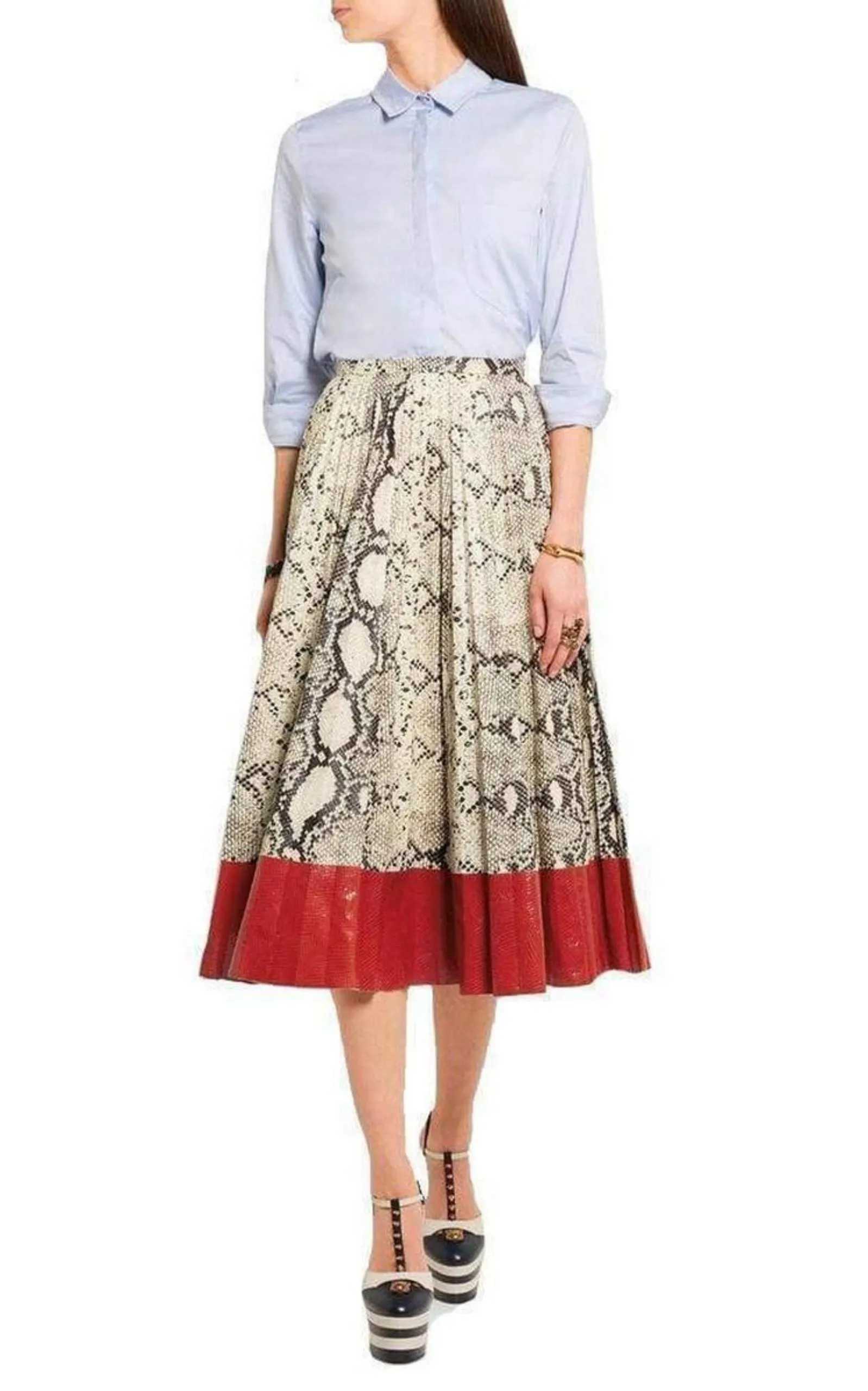 Pleated Snake-Effect Leather Skirt sold by Runaway Catalog product image thumbnail 4