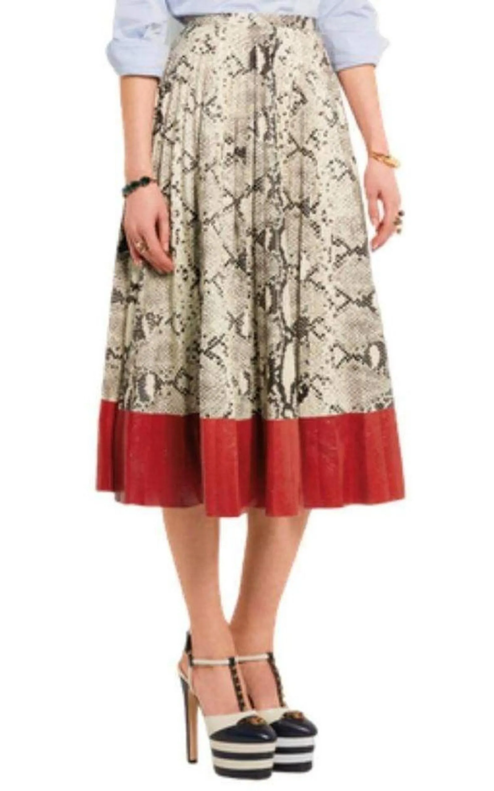 Pleated Snake-Effect Leather Skirt sold by Runaway Catalog product image thumbnail 3