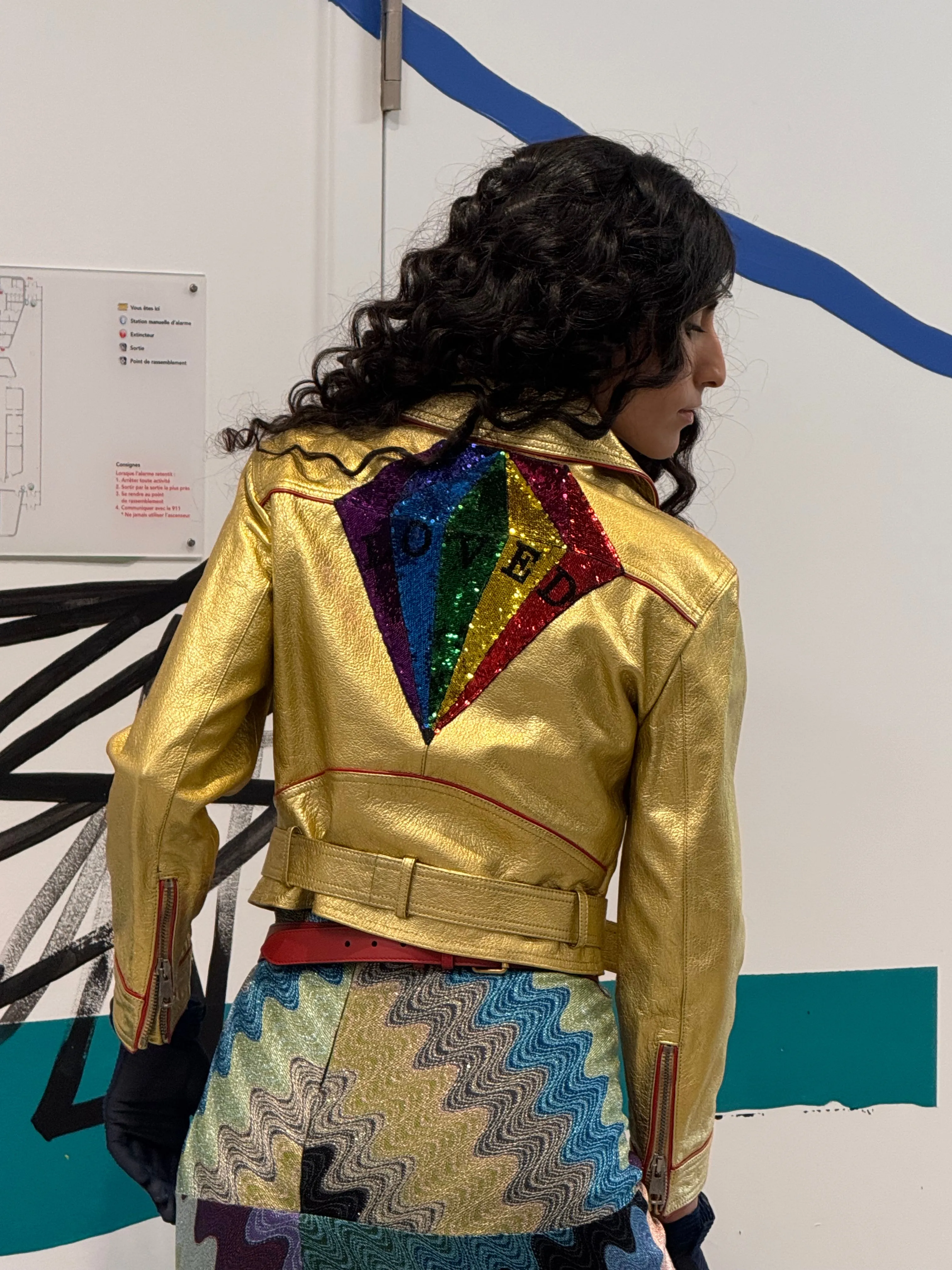 Gold Leather Short Biker Jacket sold by Runaway Catalog product image thumbnail 2