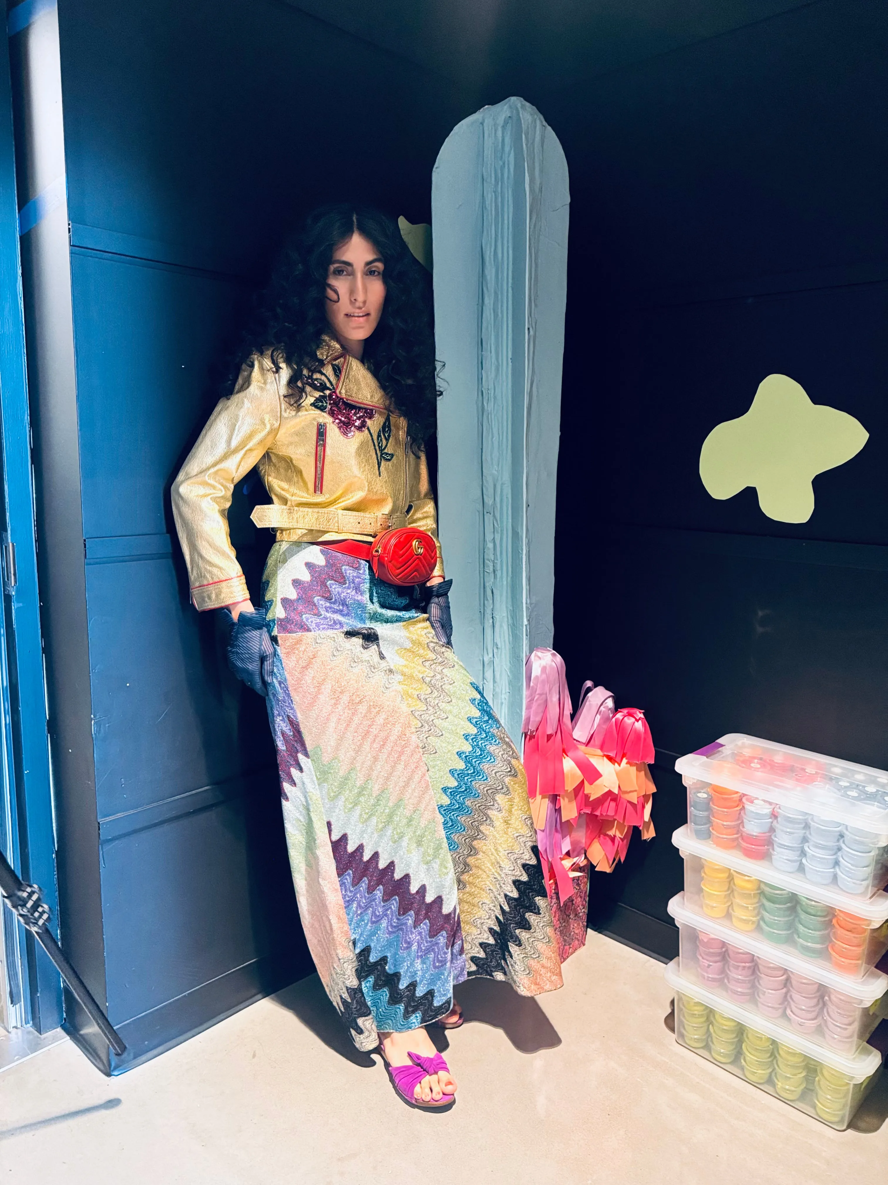 Gold Leather Short Biker Jacket sold by Runaway Catalog