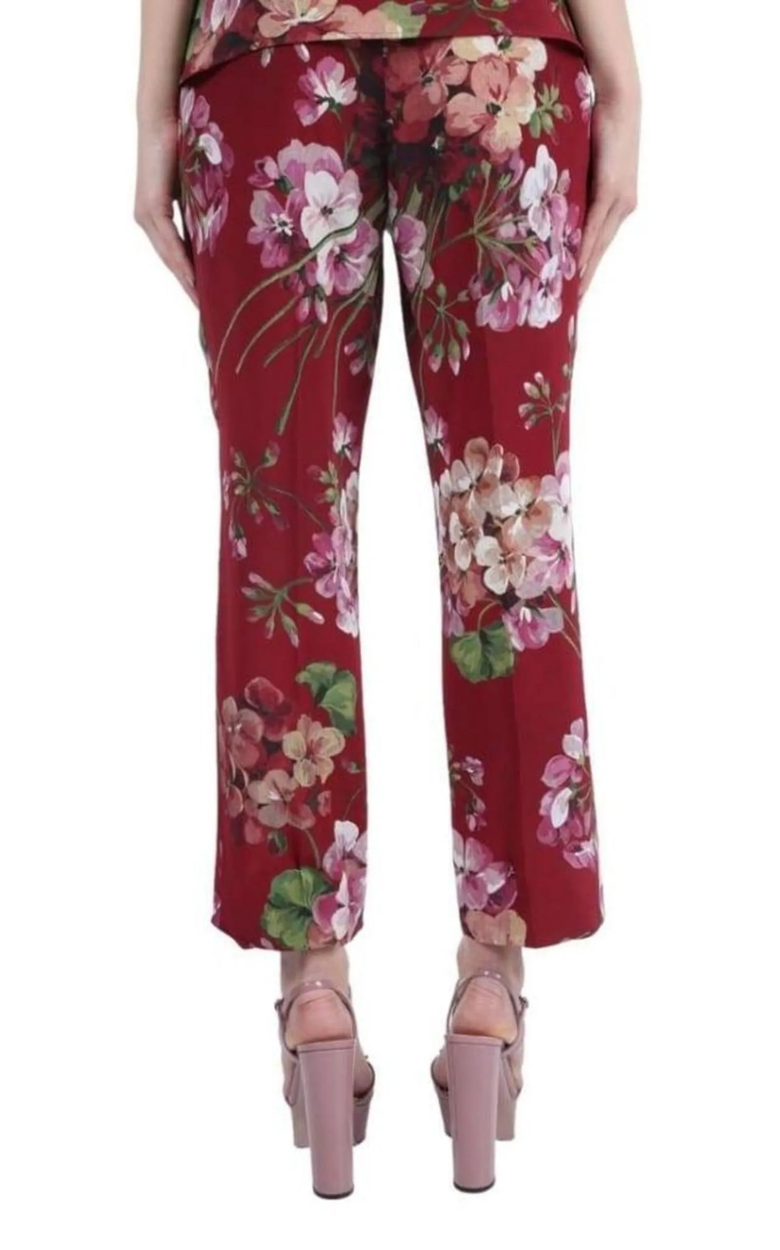 Blooms Print Silk Pyjama Pants in Burgundy sold by Runaway Catalog product image thumbnail 3