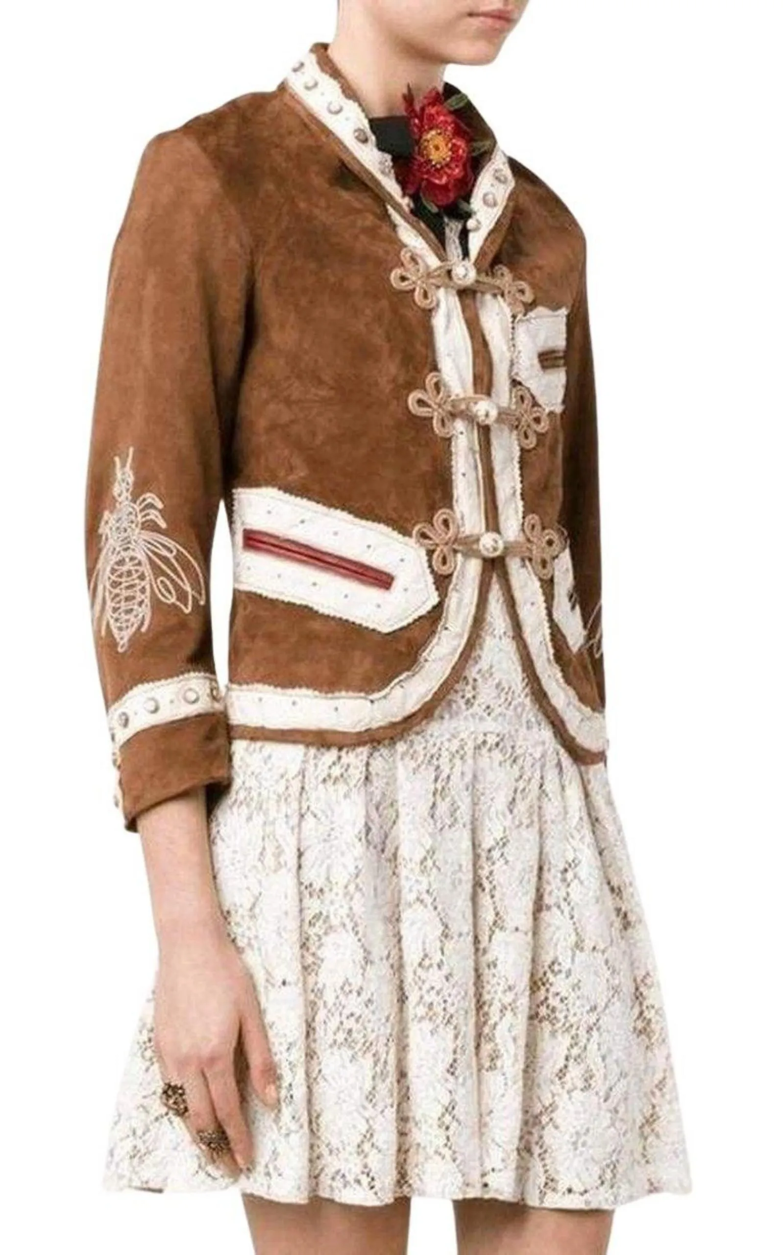 Brown Suede Embroidered Jacket sold by Runaway Catalog product image thumbnail 3