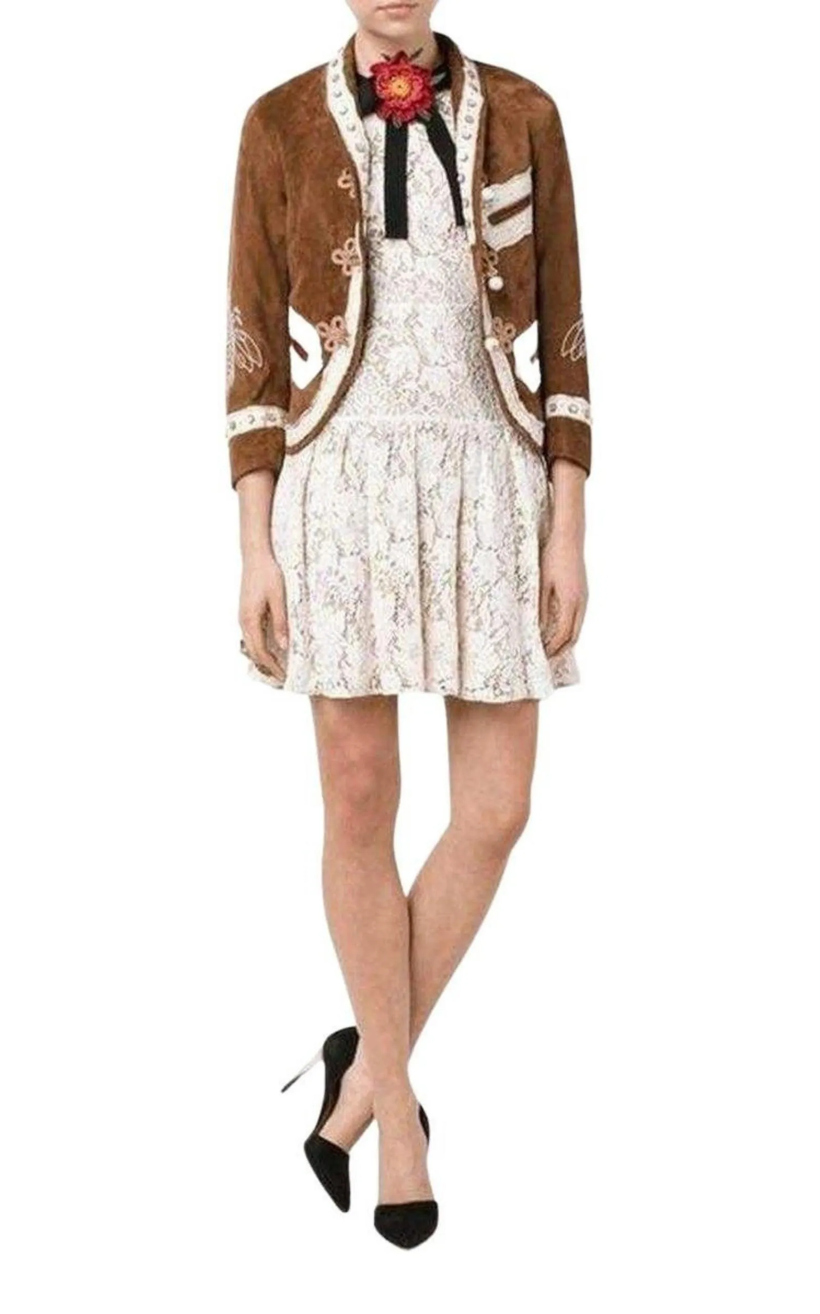 Brown Suede Embroidered Jacket sold by Runaway Catalog product image thumbnail 2
