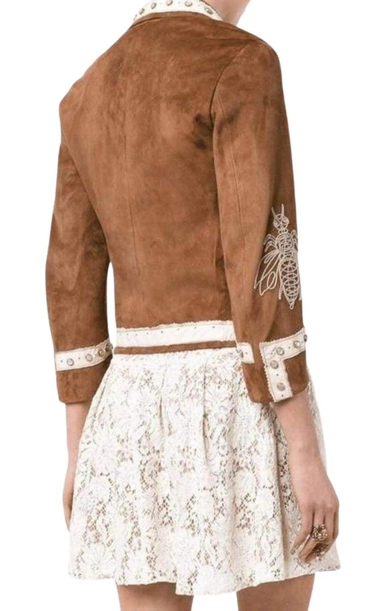 Brown Suede Embroidered Jacket sold by Runaway Catalog product image thumbnail 5