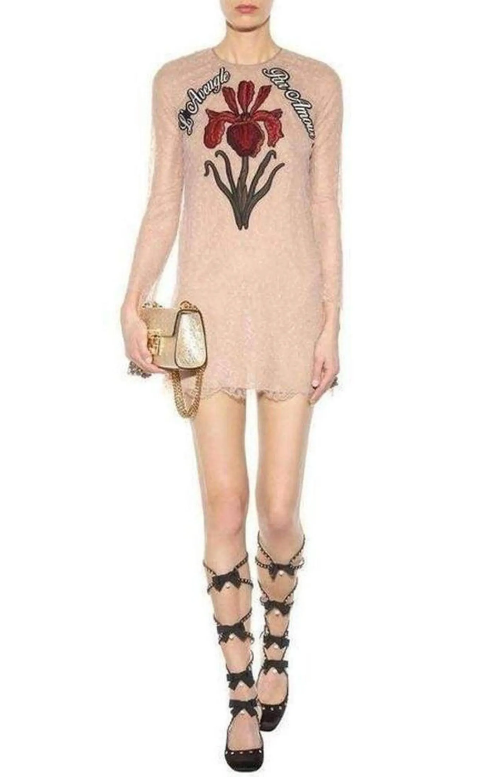 Nude Lace Embroidered Dress sold by Runaway Catalog product image thumbnail 3