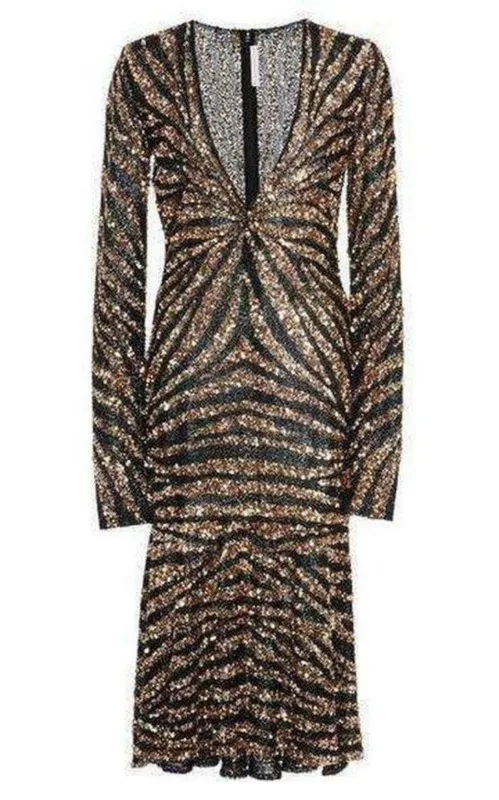 Sequin V-Neck Fitted Cocktail Dress sold by Runaway Catalog