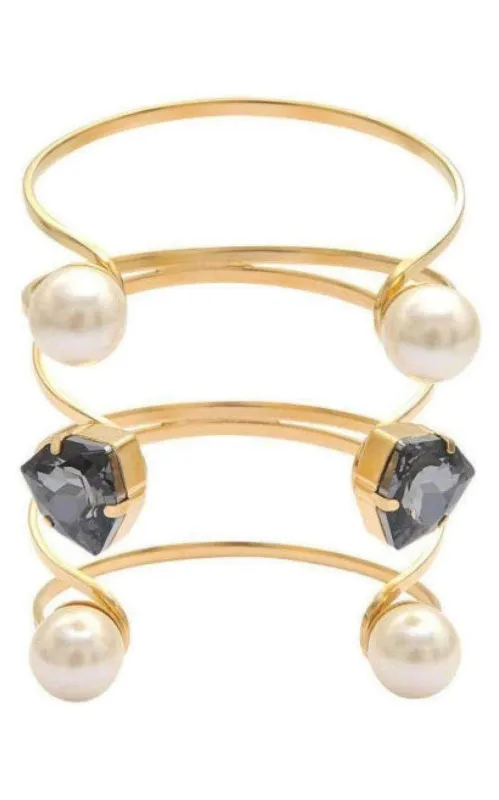 Gold Swarovski Crystal Pearl Cuff Bracelet sold by Runaway Catalog