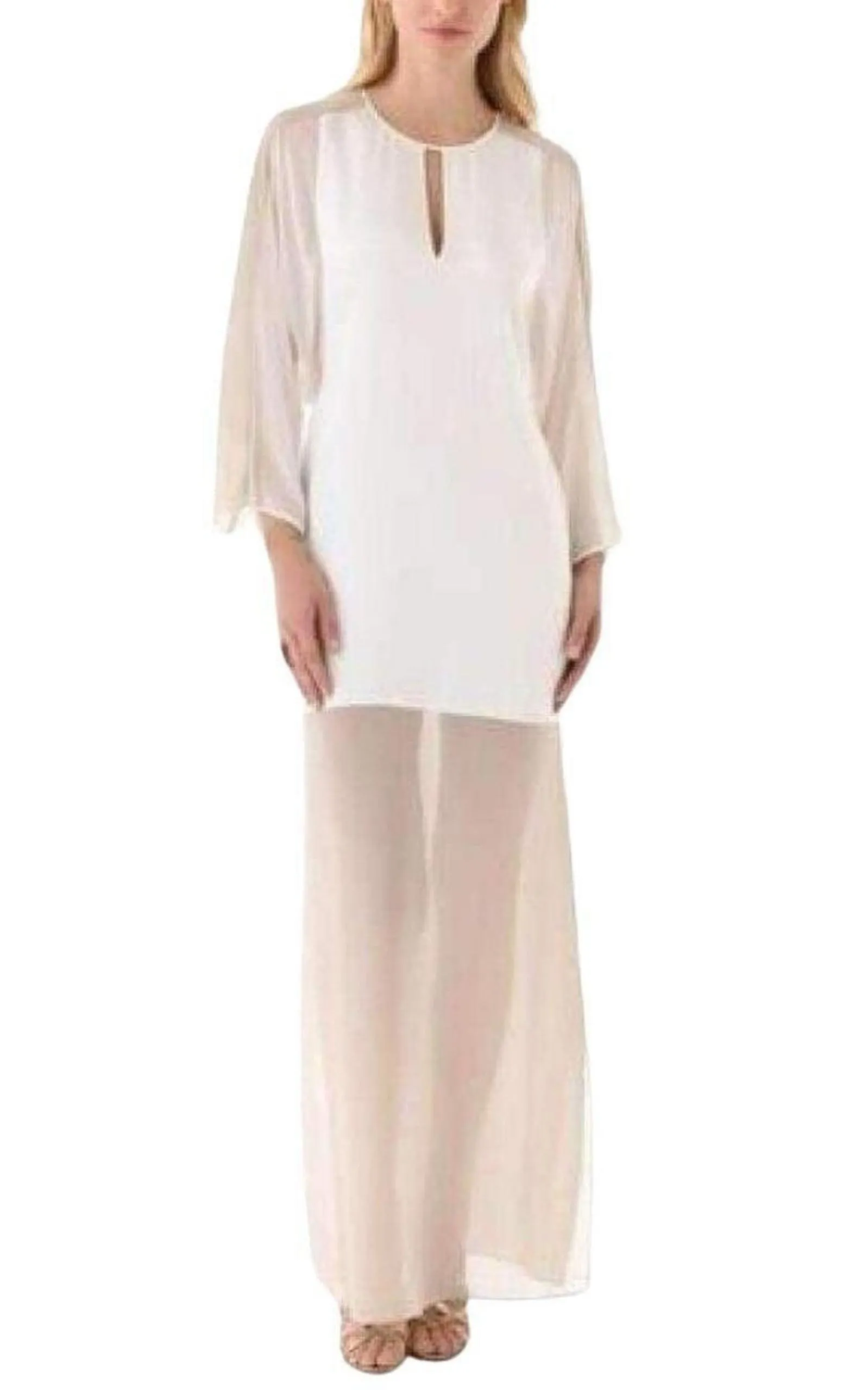 Sheer Chiffon Panels Silk Dress sold by Runaway Catalog