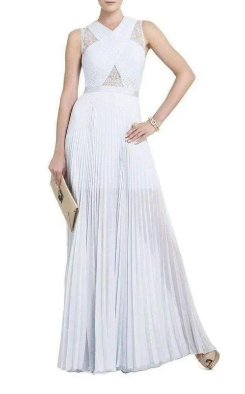 Caia Crystal Blue Chiffon Pleated Dress made by BCBGMaxAzria